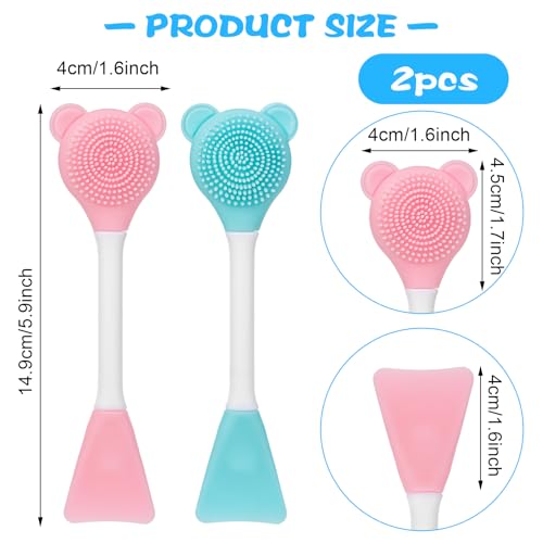 Image of 2Pcs Cat Acne Chin Treatment Silicone Cats Brush Cats Grooming Rubber Brush for Chins Acne & Blackhead Exfoliatio, Cat Chin Scabs(Pink, Blue-Green)
