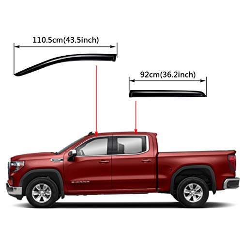 Lightronic Wv94805 Outside-Mount Side Window Deflector Rain Guard, Dark Smoke 4-Pieces Set For 2019-2023 Chevrolet Silverado/Gmc Sierra 1500, 2020-2023 Silverado/Sierra 2500 Hd & 3500 Hd, All Crew Cab #TOP2