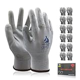 FEN JIN SHEN Safety Work Gloves PU Coated, 12 Pairs Nylon Firm Grip Work Gloves, Breathable Light Duty Work Gloves Men Women (XL)
