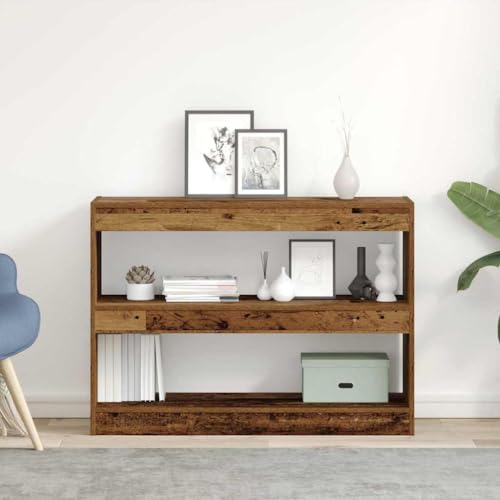 kithwjll Bibliothèque en bois recyclé 100 x 30 x 72 cm avec 2 étagères, étroite, large, basse, polyvalente, petite pour salon et bureau