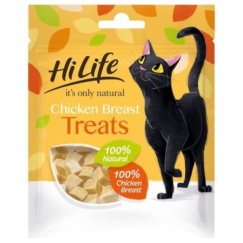 HILIFE,Chicken Treats it's only natural Cat Treats - 100% Chicken Breast, 100% Natural Grain Free, 12 Bags x 10g Cover