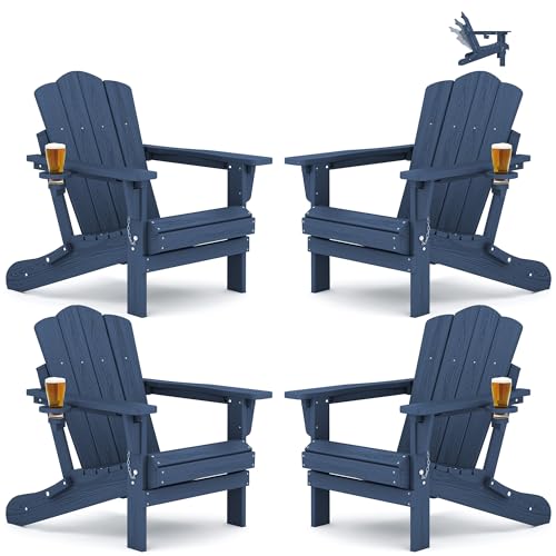 KINGYES Adjustable Folding Adirondack Chair Set of 4, 3-Position Reclining