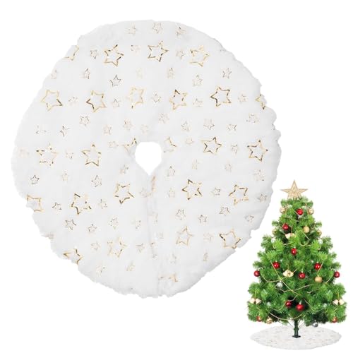 Falda de árbol de Navidad | Falda redonda de árbol de Navidad de 15 pulgadas | Tapete de árbol de imitación de lujo de felpa | Decoración de base de árbol de Navidad para fiestas, suministros de Año