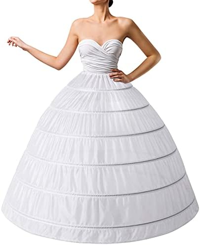aingycy 6-Hoops Hoop Skirt Full A-line Bridal Dress Gown Slip Petticoat for Wedding Dress Crinoline Underskirt Ball Gown