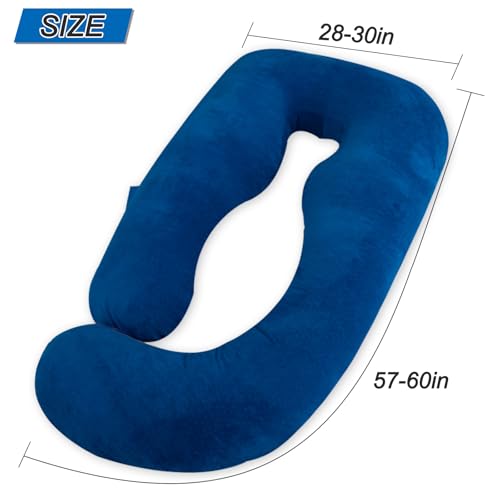 Image of 60 Inch Pregnancy Pillows for Sleeping (Blue) | Extra Large U Shaped Body Pillow, Pregnancy Pillow, Maternity Pillow for Pregnant Women with Velour Cover