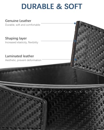 Image of BOSTANTEN Ratchet Belts for Men Leather Trim to Fit 1 3 /8 inch Gift Boxed | Micro-Adjustable Buckle, Tailored Size, Holeless, Versatile for Dress Casual, Effortless Style