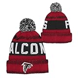 NFL - Gorro de punto para niños y jóvenes, talla única, color del equipo, logotipo principal, oficial de tecnología deportiva, para clima frío, Atlanta Falcons, talla única