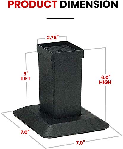 Iprimio Aluminum Bed Risers - Heavy Duty Metal, 5 Inch Lift, 4 Pack, Up To 9,000Lbs - Bed Raising Blocks, Furniture Risers - Tall, Safe, Sturdy Bed Lifts For College Dorm, Couches, Bed Frame Riser #TOP5