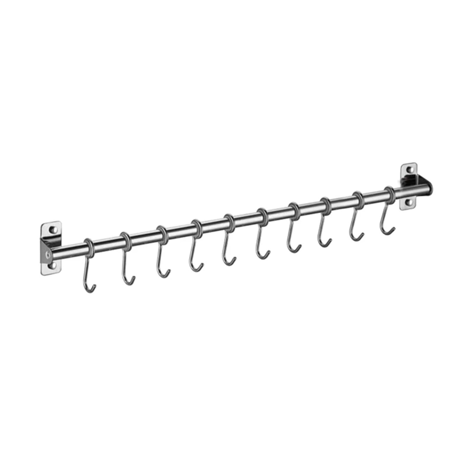 SparklWLeaf Wall-Mounted Kitchen Rails Wall Mounted Utensil Rack Hanging Kitchen Rail with 6/8/10 Removable Hooks(60.0cm-10)