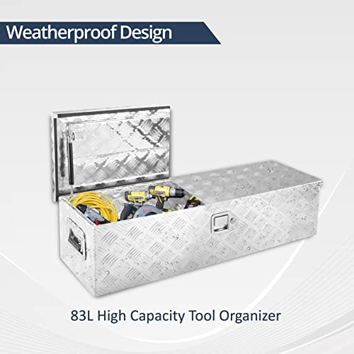 Batoneco 39 Inch Aluminum Truck Tool Box, Truck Bed Tool Box With Side Handle,Lock And 2 Keys, Tool Storage Box For Truck,Trailer,Pickup,Rv,39"X13"X10",Silver #TOP4