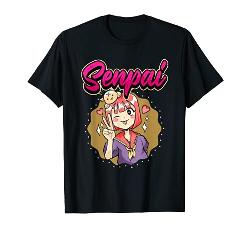 Divertido Senpai Anime Waifu Kawaii Otaku Dibujos animados Camiseta