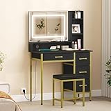 HOMCOM Tocador de Maquillaje con Espejo y Luces LED, Estación de Carga, Tocador...