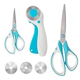 MANUFORE Professional Sewing Scissors Set: Big and Small Scissors, Rotary Cutter with 3pcs Extra Blades for Cutting Fabric