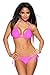 Produktbild at Push-Up Bikini Set Triangle-Bikini mit Strass Neonfarben Bademode Badeanzug von Samegame Dessous (XL (42) B-Cup, Neonpink)