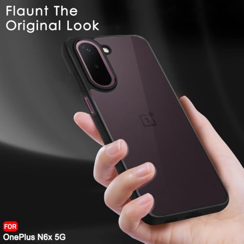 Image of TheGiftKart Hybrid Shockproof Back Cover Case for OnePlus N6X 5G | Camera Protection Module | Hard Back Cover Case for OnePlus N6X 5G (PC & TPU, Translucent Smoke Matte Back, Black Sides)