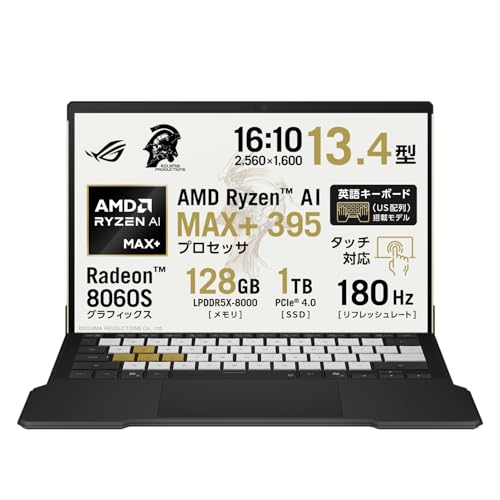 ASUS �Q�[�~���O�m�[�gPC ROG Flow Z13-KJP GZ302EAC 13.4�C���` AMD Ryzen AI MAX+ 395 ������ 128GB SSD 1TB ���t���b�V�����[�g180Hz �f�^�b�`���u�� �C���~�l�[�g�L�[�{�[�h �p��L