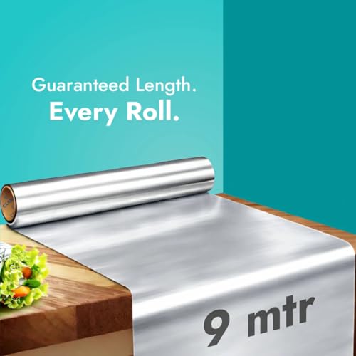 Image of Claret Food Grade Aluminium Foil Roll | 9 Meter | Kitchen Foil for Wrapping Roti Snacks Lunch | Safe & Hygienic Foil for Everyday Use (Pack Of 1)