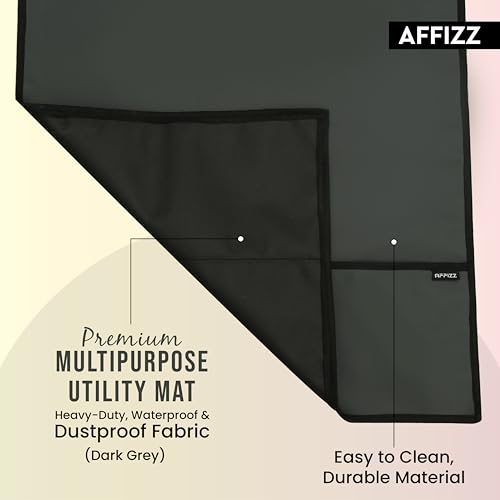 Image of Premium Fridge Cover Top for Double Door Refrigerator - Washable, Water-Resistant Polyester Refrigerator Cover Top with 6 Side Pockets for Kitchen Accessories, Dustproof (Dark Grey)