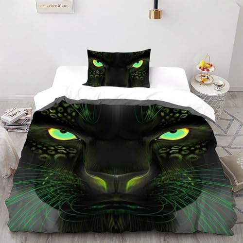 Housse de couette léopard 135x200cm imprimé 3D microfibre animaux