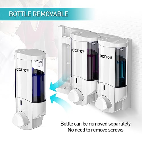 200Mlx3 Chamber Shampoo And Conditioner Dispenser Bath Body Wash Adhensive Wall Mount Bathroom Soap Dispenser No Drill #TOP3