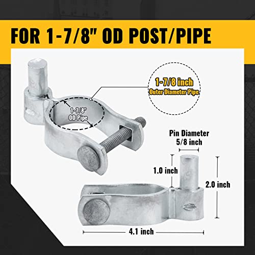 1-7/8" Gate Post Hinge, Vivida Chain Link Fence Male Gate Post Hinge, Galvanized Steel, For 1-7/8" Od Post/Pipe, Bolts & Nuts Included, 3 Pcs #TOP2