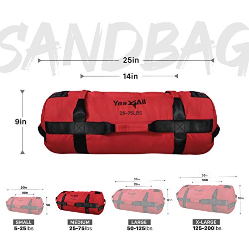 Yes4All Workout Sandbags, Heavy Duty Sandbags For Fitness, Conditioning, Mma & Combat Sports - Red - M #TOP4