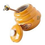 Gatuida 1Satz Keramikhonigglas Mit Rührender Honigbehälter Für Keramik Honigglas Mit Praktischem Deckel Und Löffel Zur Einfachen Verwendung