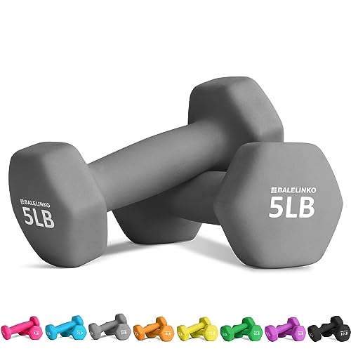Balelinko Home Gym Equipment Workouts Strength Training Weight Loss Pilates Weights Yoga Sets Weights for Women, Men, Seniors and Youth, 5LB Gray, Pair