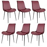AmoUnico Dining Chairs Set, Modern Dining Chair, Leather Dining Chairs, Kitchen Chairs with Upholstered Pu Leather (Wine Red, Set of 6)