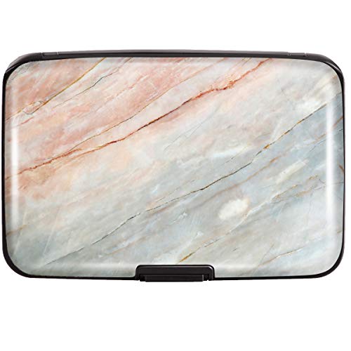 Mini Credit Card Holder for Women,RFID Blocking Slim Hard Card Case ID Case Travel Wallet, Gray Marble, Small, Slim Wallet