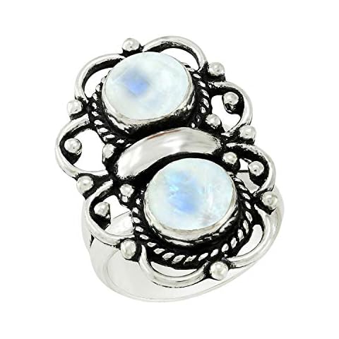 Genuine Rainbow Moonstone Silver Handmade Ring Cover