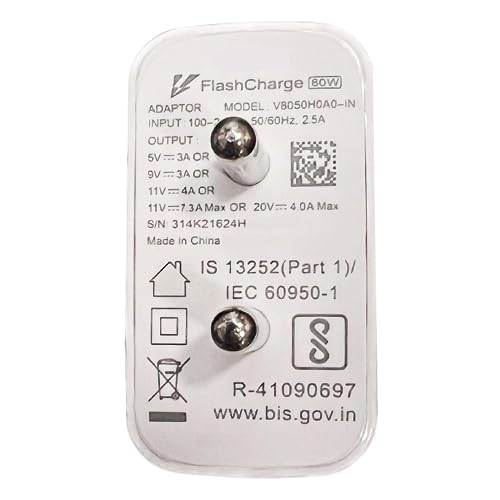 Image of Original 80w watt Flash Charger Adapter Compatible with vivo V40, V40e, V40 Pro, V30, V30e, V30 Pro,V29, V29e, V25, V25 Pro, V23, V20 (80w Adapter)