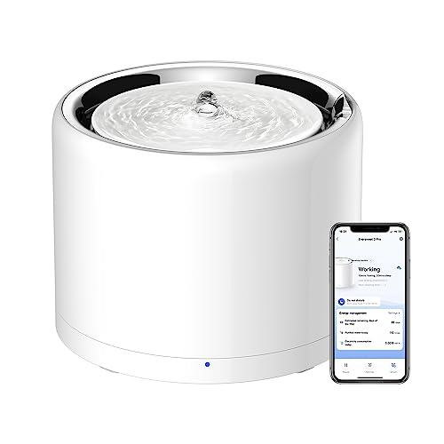 PETKIT Eversweet 3 Pro Cat Water Fountain with Wireless Pump, 1.6L/56oz Stainless Steel Pet Fountains for Cats Indoor, Automatic Water Dispenser Ultra Quiet, App Monitoring