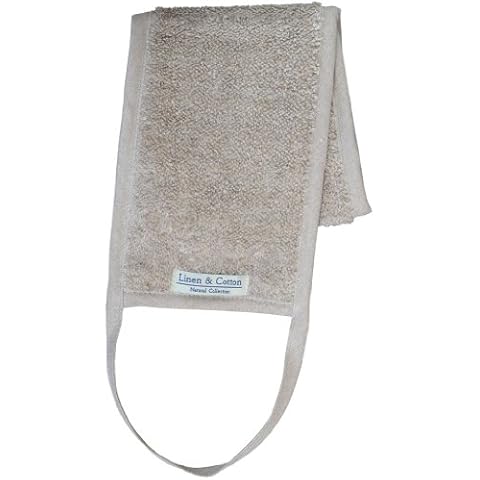Linen & Cotton Natural Bath Shower Body Brush Back Washer/Scrubber for Women/Men ARIA, 60% Linen, 40% Cotton - 15 x 70cm (6'' x 28''), (Natural/Beige) Cover