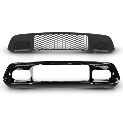 DOTCOM Lower Grille & Bumper Grill Bezel, Compatible With Jeep Grand Cherokee 2017 2018 2019 2020 2021 2022, Black 2PCS