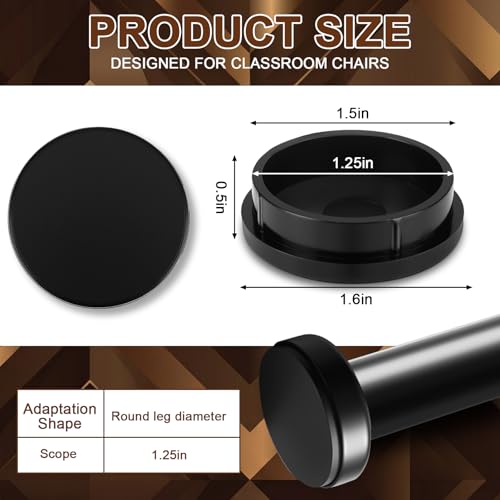 Image of Threehoney 48 Pcs Wrought Iron Patio Furniture Leg Cap 1-1 /4 Chair Feet Cap | Black Heavy Duty Nylon Round Chair Leg Glides Floor Protectors for Outdoor Patio Garden Metal Furniture, Table Feet