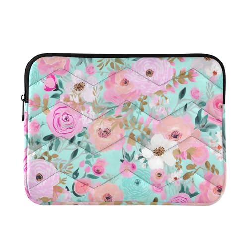 Funda para portátil 13-14 pulgadas flores rosa azul resistente