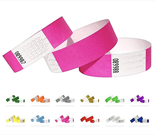 Tyvek Pulseras   500 unidades   Rosa neón   Tyvek pulseras para eventos