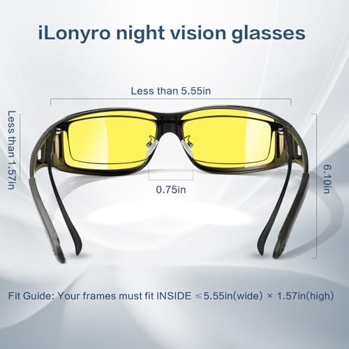 Image of Night-Driving-Vision-Glasses Anti Glare for Men Women - Polarized,Night Vision Glasses for Driving, Night time, Fit Over Glasses,astigmatism,Yellow Lens,Shiny Black Frame