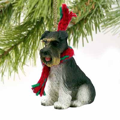 Schnauzer Tiny Miniature One Christmas Ornament Gray Uncropped - Delightful!