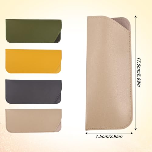 Image of SAVITA Soft Leather Glasses Cases, 4 Pcs Slim Reading Eyeglasses Case Glasses Case Sunglasses Pouch Safety for Women Men,