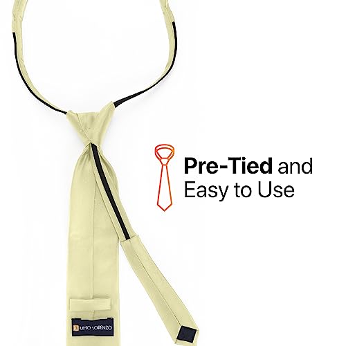 Image of boxed-gifts Umo Lorenzo Mens Zipper Ties Solid Color Pre Tied Polyester Neckties for Men and Women