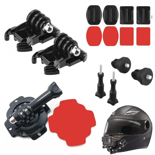 ZWWOGE Support Adhésif pour GoPro, Supports de Casque Flexible pour Insta360,Support Gopro Casque Moto,Accessoires Gopro et Insta360,Kit d'Accessoires pour Caméras d'action (12 en 1)