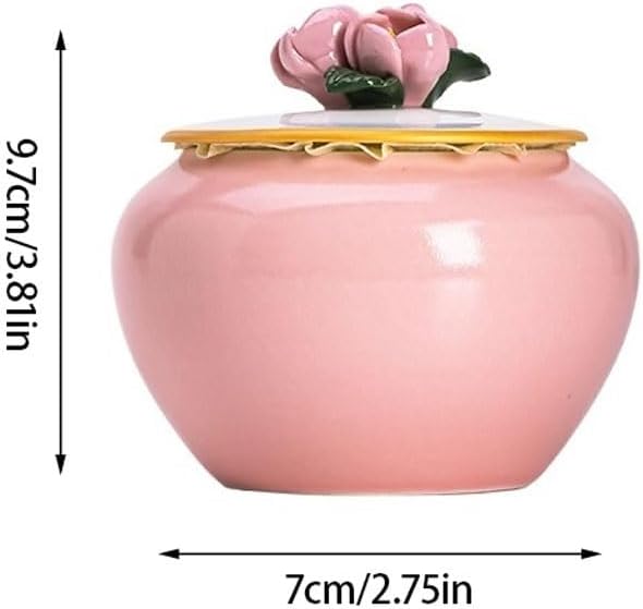 SONGCHAO Sugar Jar Chinese Pinch Flower Tea Jar Pink Living Room Snack Jar Ceramic Kitchen Candy Salt Shaker Storage Jar Tea Canister
