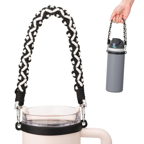 Image of Water Bottle Handle Strap for Stanley Cup, Owala and Most 12-40oz Bottles | Handle Strap for Hydro Flask, for HydroJug, Easy To Carry, Boho Hand-Woven, for Commutes, Outdoor Use