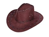 Alsino Cowboyhut Hut Faschingshut Cowboy Karneval Westernstyle Karnevalskostüm Faschingskostüm Herren Damen Kinder Leder Unisex Onesize (braun (Kindergröße))