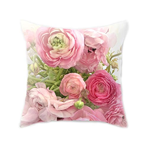 Menitn 45x45CM Housse de Coussin Méditerranéen Style Peach Velvet Home Coussin Décoratif Coloré Rose Fleur 3D Impression Numérique Throw Taie d'oreiller (1#) Cover