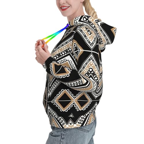 Sweat à capuche imprimé zigzag tricolore | Pull doux ajusté avec poche kangourou - 2