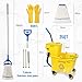 35 Qt. Side-Press Mop Bucket and Wringer Combo on Wheels Yellow for Professional/Industrial/Business Heavy-Duty Floor Cleaning/Mopping,Including Industrial Mop and Rubber Gloves
