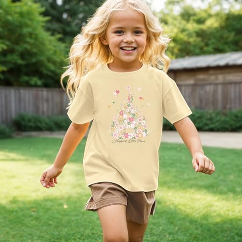 Image of Magical Shirt for Girl Floral Graphic Tshirt Kids Cute Flower Holiday Summer Trip Tee Tops
